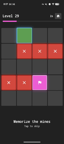 Remember Path minefield level with hidden path tiles