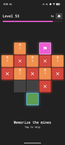 Remember Path advanced level with mines and jump tiles