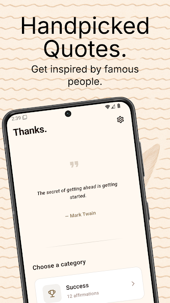 Thanks app affirmation and reflection screen